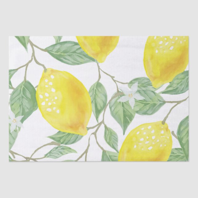 Papel De Seda Decoupage de Lemons de Aquarela (Frente )