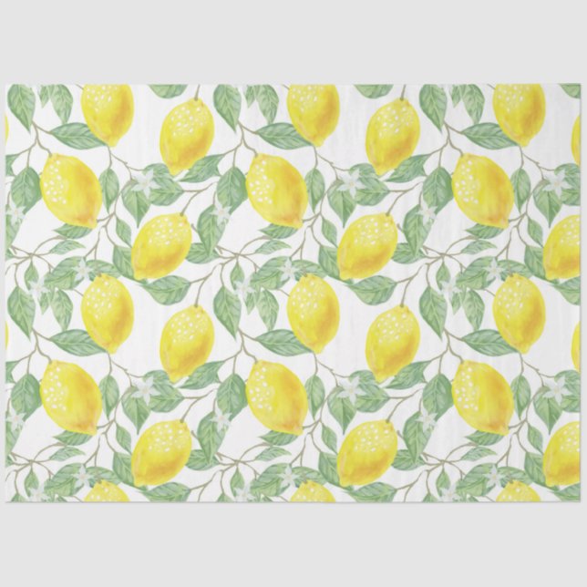 Papel De Seda Decoupage de Lemons de Aquarela (Frente )