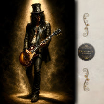 Decoupage de Lenda de Guitarra Rock Sombrio