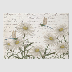 Papel De Seda Decoupage de Libélula Flor Silvestre Roteiro Franc