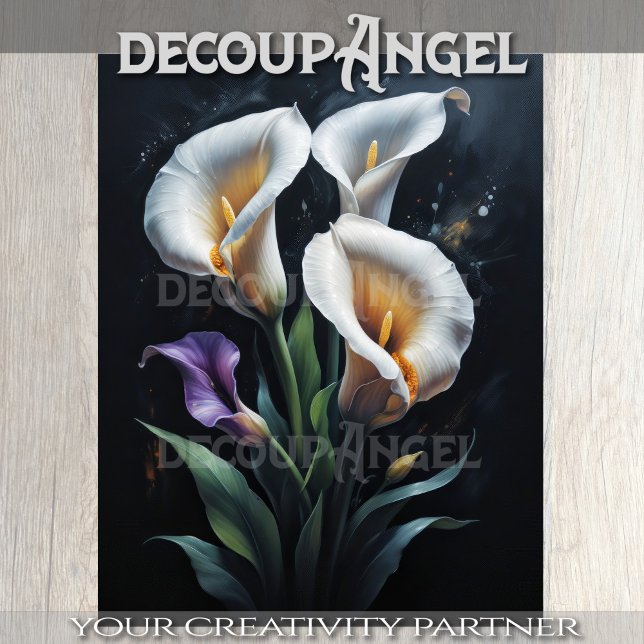 Papel De Seda Decoupage de Lírios Calla Branco (Criador carregado)