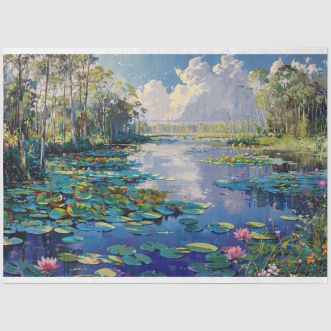 Papel De Seda Decoupage de Lírios do Rio Florida Everglades (Frente )