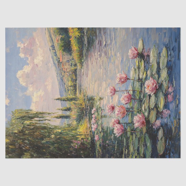 Papel De Seda Decoupage de Lírios Impressionistas Árvore Salguei (Frente )