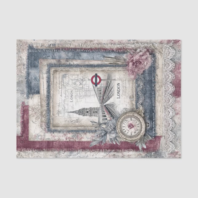 Papel De Seda Decoupage de Londres e Lace (Frente )