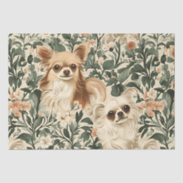 Papel De Seda Decoupage de Long Haired Chihuahuas William Morris