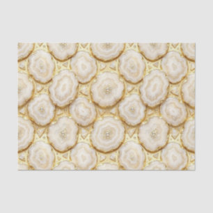 Papel De Seda Decoupage de Luxo Geodo de Ágata Branco + Dourad