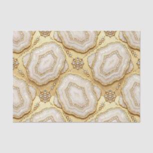 Papel De Seda Decoupage de Luxo Geodo de Ágata Branco + Dourad