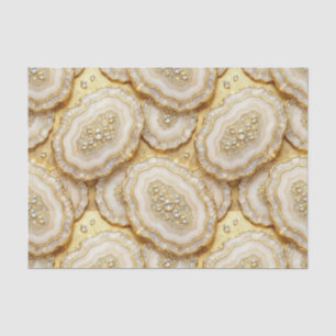 Papel De Seda Decoupage de Luxo Geodo de Ágata Branco + Dourad