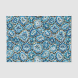 Papel De Seda Decoupage de Luxo   Geodo de Ágata Dourada e Azul 