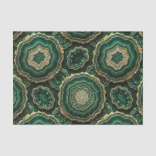 Papel De Seda Decoupage de Luxo   Geodo de Ágata Dourada e Verde