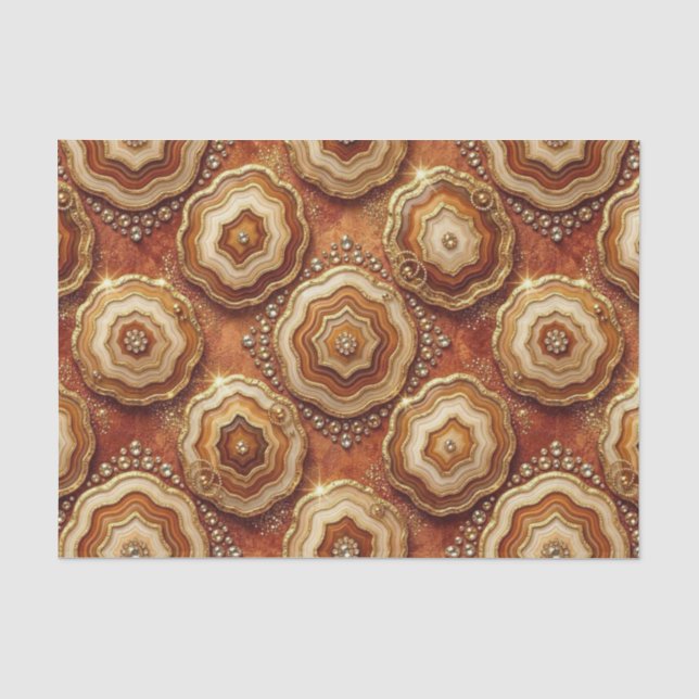 Papel De Seda Decoupage de Luxo | Geodo de Ágata Laranja Queimad (Frente )