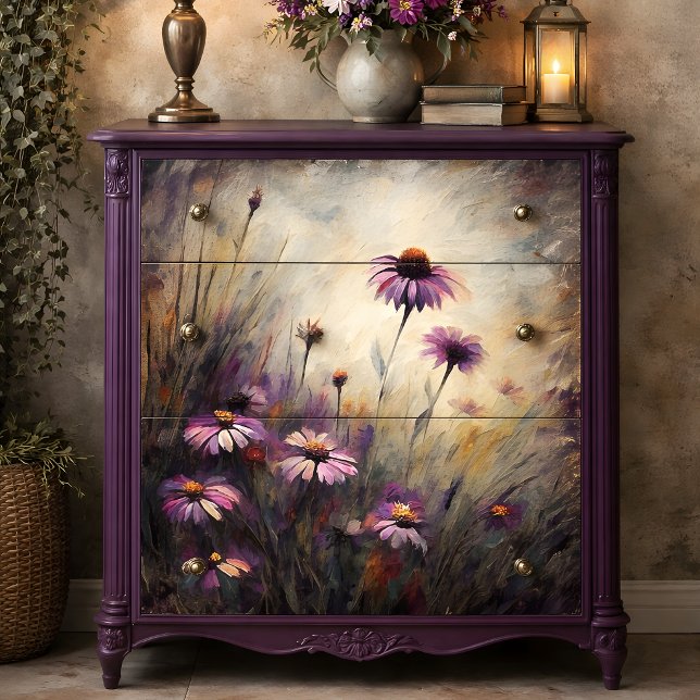 Papel De Seda Decoupage de Margarida Roxa Selvagem (Wild Purple Daisy Decoupage Tissue Paper)