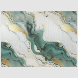 Papel De Seda Decoupage de Mármore Branco Verde