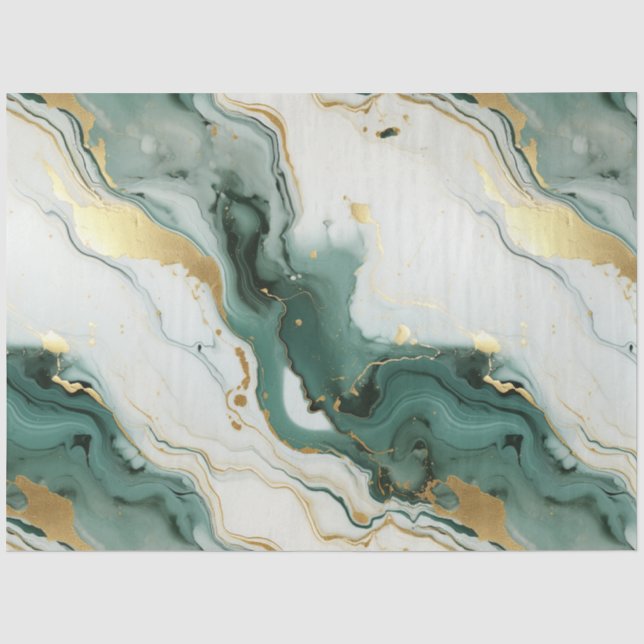 Papel De Seda Decoupage de Mármore Branco Verde (Frente )