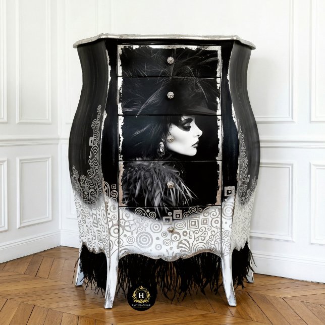 Papel De Seda Decoupage de Moda Preto e Branco Vanguarda (Criador carregado)