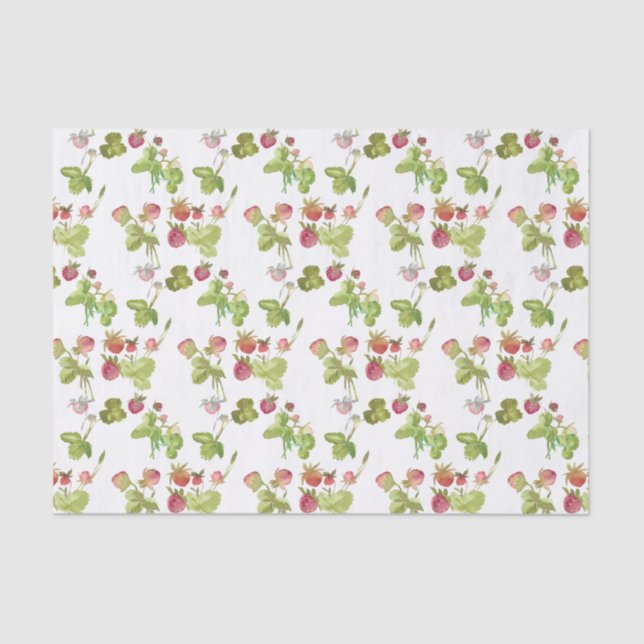 Papel De Seda Decoupage de Morango de Aquarela (Frente )