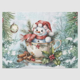 Papel De Seda Decoupage de Natal em Aquarela Vintage Boneco de N