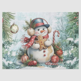 Papel De Seda Decoupage de Natal em Aquarela Vintage Boneco de N