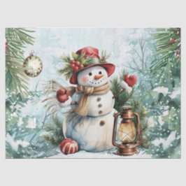 Papel De Seda Decoupage de Natal em Aquarela Vintage Boneco de N