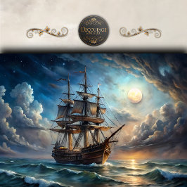 Papel De Seda Decoupage de Navio Alto Lua Cheia