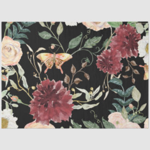 Papel De Seda Decoupage de outono de Aquarela Borboleta Floral