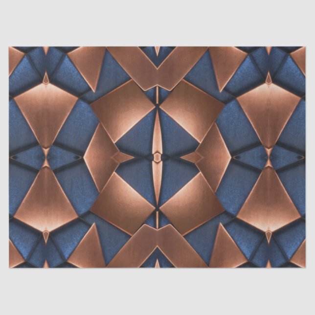 Papel De Seda Decoupage de Padrão de Cobre e Sapphire Negrito (Frente )