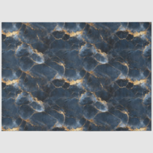 Papel De Seda Decoupage de Padrão de Marble Azul e Dourado do ma