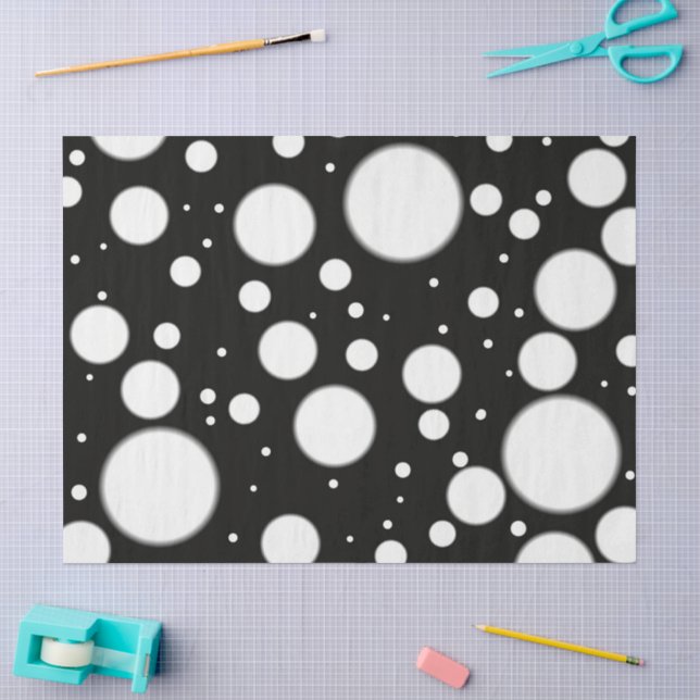 Papel De Seda Decoupage de padrão funky com bolinhas pretas e br (Arte )