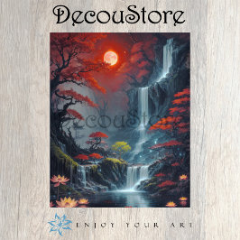 Papel De Seda Decoupage de Paisagem com Cachoeira