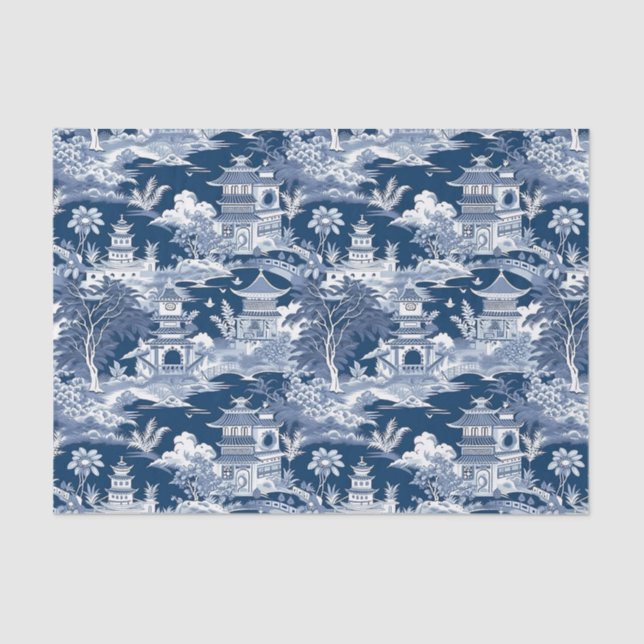 Papel De Seda Decoupage de Paisagem de Chinoiserie (Frente )