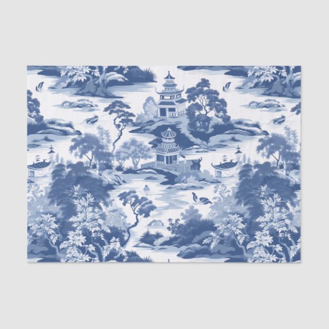 Papel De Seda Decoupage de Paisagem Oriental Chinoiserie (Frente )