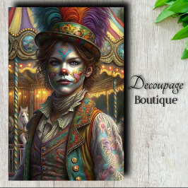 Papel De Seda Decoupage de Palhaço Antigo