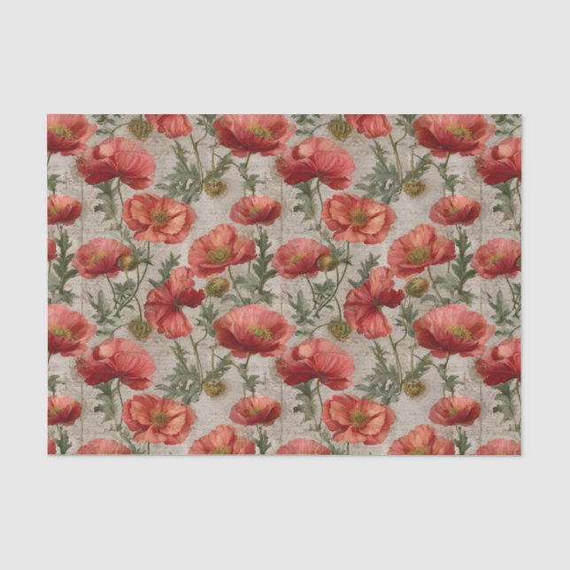 Papel De Seda Decoupage de Papoulas Vintage (Frente )