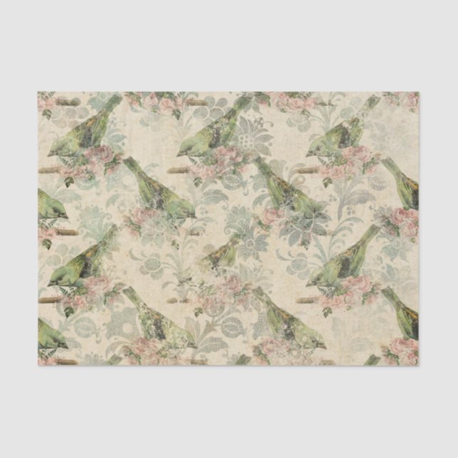 Papel De Seda Decoupage de Pássaros Ephemera Vintage (Frente )