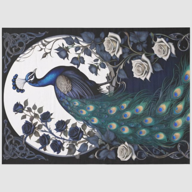 Papel De Seda Decoupage de Pavão Gótico (Frente )