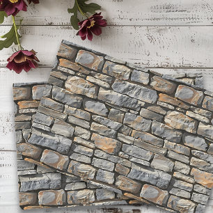 Papel De Seda Decoupage de Pedra Empilhada Rústica Sem Costura