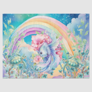 Papel De Seda Decoupage de Peixes Arco-Íris e Tartarugas Marinha