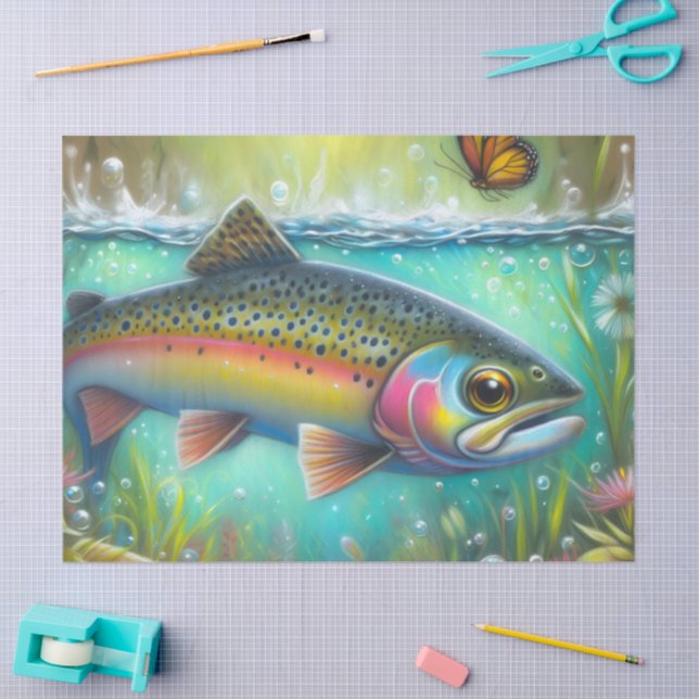Papel De Seda Decoupage de Peixes Chalk-Pastel Whimsical (Arte )