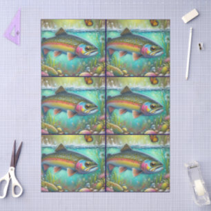Papel De Seda Decoupage de Peixes Chalk-Pastel Whimsical