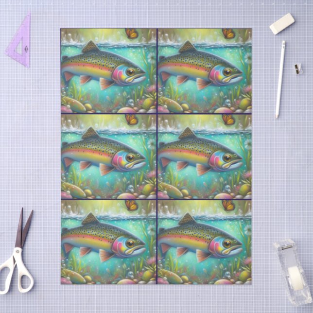 Papel De Seda Decoupage de Peixes Chalk-Pastel Whimsical (Arte )
