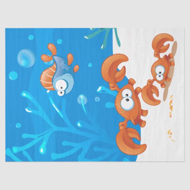 Papel De Seda Decoupage de Peixes Engraçados e Curiosos Oceanos  (Frente )