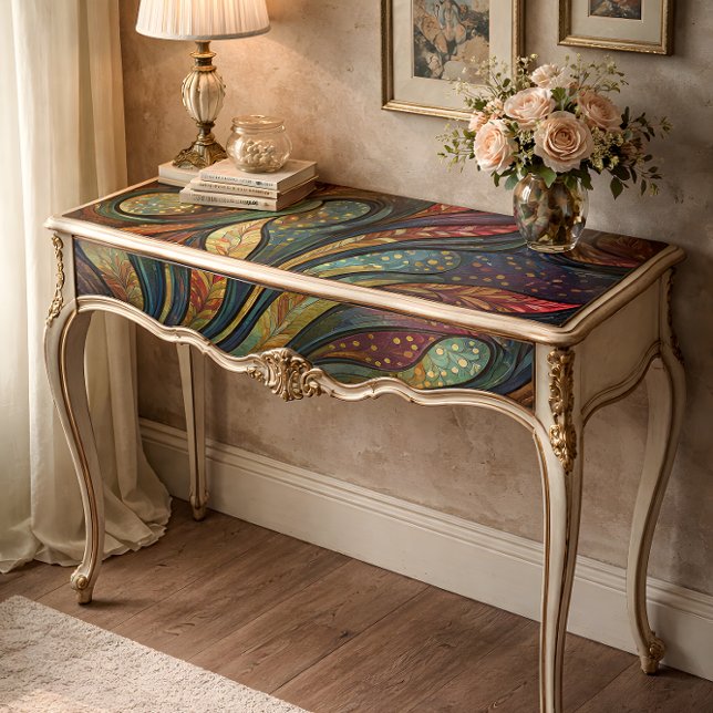 Papel De Seda Decoupage de Penas de Abstrato de Vidro Obtidas (Stained Galss Abstract Feathers Decoupage Tissue Paper)