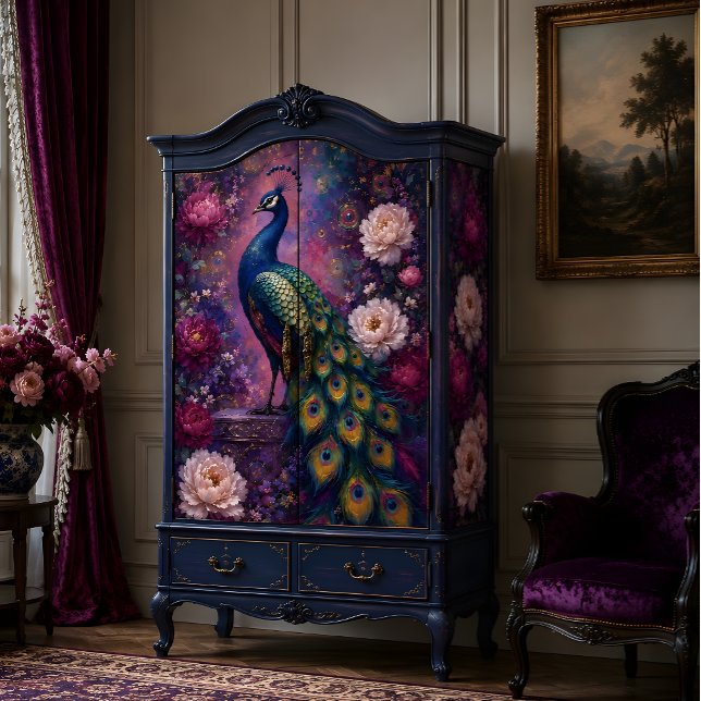 Papel De Seda Decoupage de Peônia Pavão Celestial (Celestial Peacock Peony Decoupage Tissue Paper)