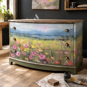 Papel De Seda Decoupage de Pintura a Óleo de Paisagem de Prado d