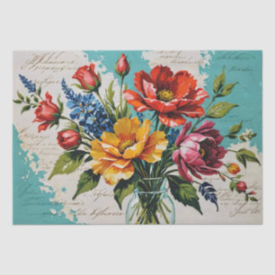 Papel De Seda Decoupage de pintura em acrílico de rosas