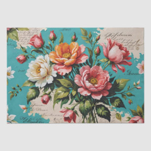 Papel De Seda Decoupage de pintura em acrílico de rosas