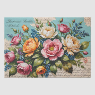 Papel De Seda Decoupage de pintura em acrílico de rosas