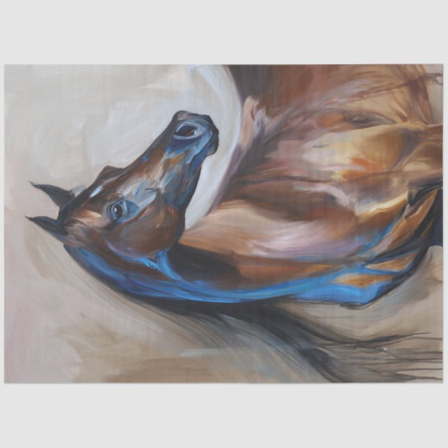 Papel De Seda Decoupage de Pintura em Cavalo Árabe (Frente )