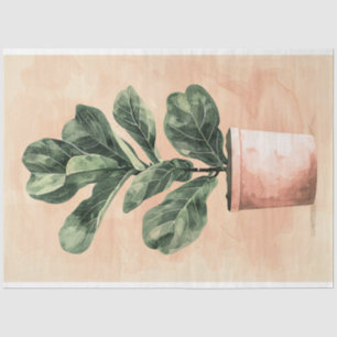 Papel De Seda Decoupage de Planta de Figo com Folhas de Violino
