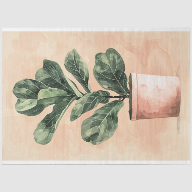 Papel De Seda Decoupage de Planta de Figo com Folhas de Violino  (Frente )
